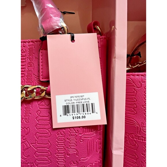 NIB Juicy Couture Pink 2-Piece Handbag Gift Set Mix & Match Tote Crossbody - Picture 9 of 9